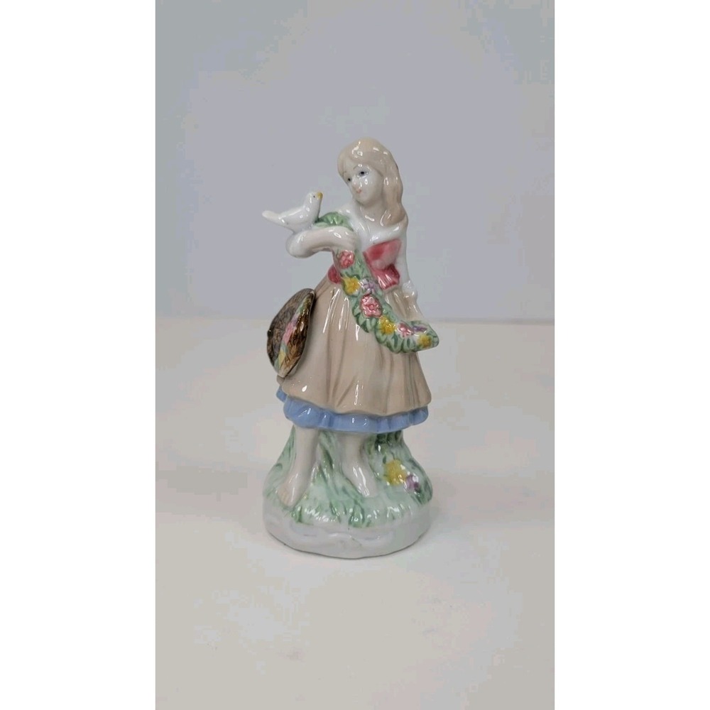 Vintage‎ 1981 Avon Bisque Porcelain Figurine "Barefoot Girl with Dove" Taiwan *I